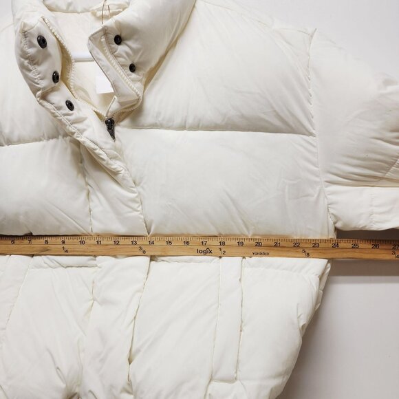 Womens Size 1X White Cropped Puffer Jacket Drawstring Hem & Pockets - Picture 4 of 5